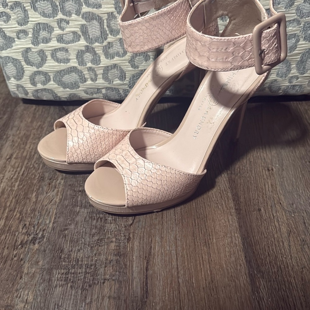 Chinese Laundry Pink Peep-Toe Heels with Ankle Strap